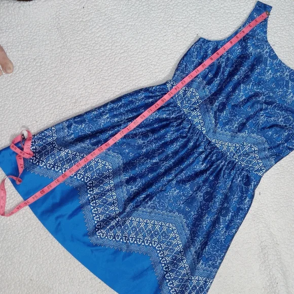 Outback Red Royal Blue Sleevelees Lace Print Fit & Flare Dress sz 10 - Picture 8 of 8